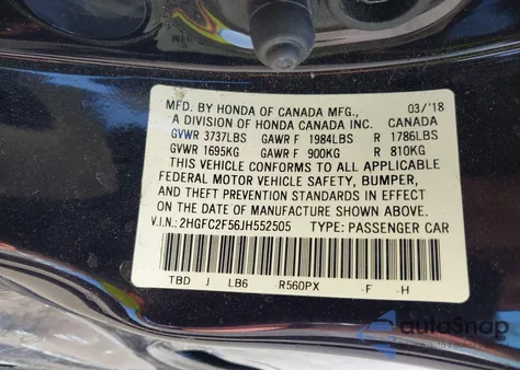 2018 Honda Civic Lx from USA, damaged, VIN 2HGFC2F56JH552505